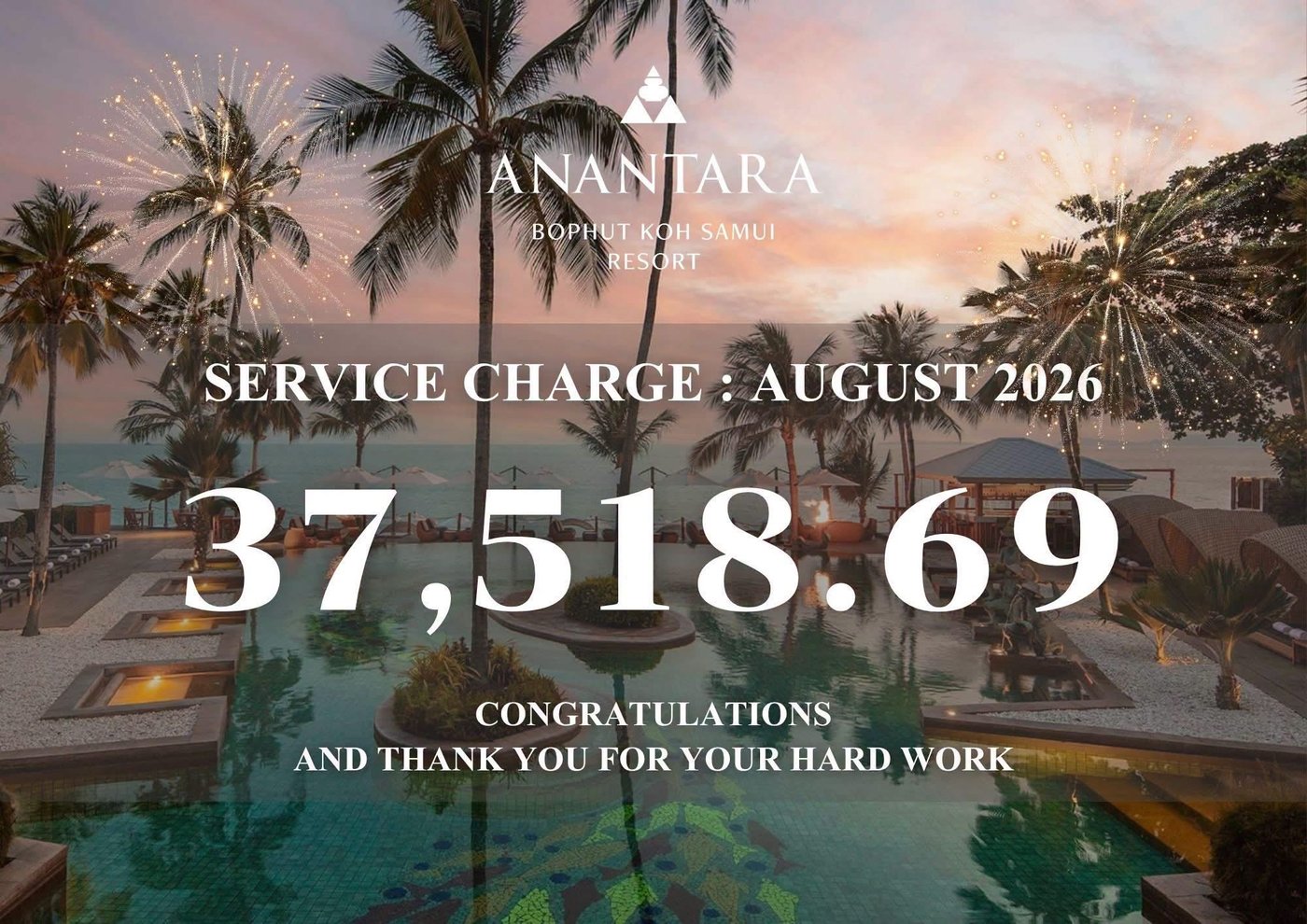 ค่าเซอร์วิสชาร์จ Anantara Bophut Koh Samui Resort