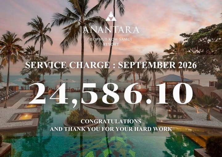 ค่าเซอร์วิสชาร์จ Anantara Bophut Koh Samui Resort